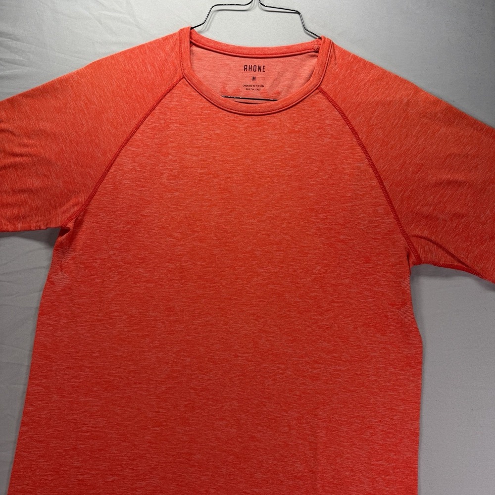 Rhone Shirt Mens Medium Orange Short Sleeve Crewneck Performance Stretch Tech - Picture 2 of 11